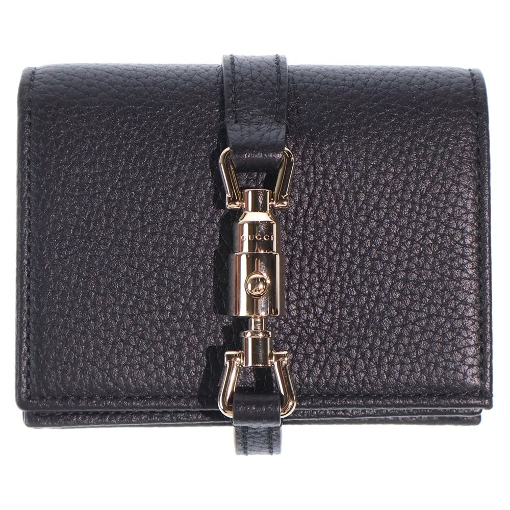 GUCCI(グッチ) ジャッキー 二つ折り財布 コンパクトウォレット コインケース ブラック レザー 645536 ゴールド金具