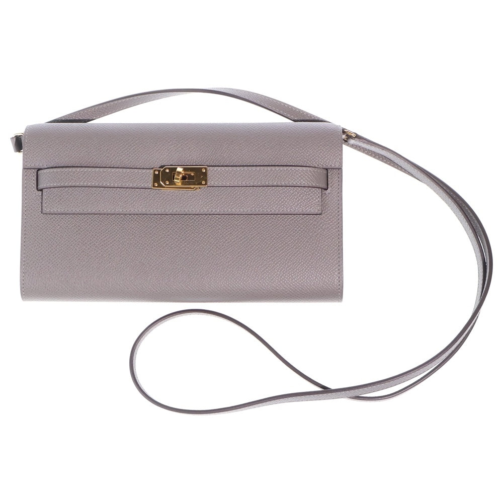 HERMES(エルメス) ケリーウォレット ロングトゥーゴー エタン エプソン ショルダーバッグ ショルダーウォレット グレー W刻印 ゴールド金具 レディース