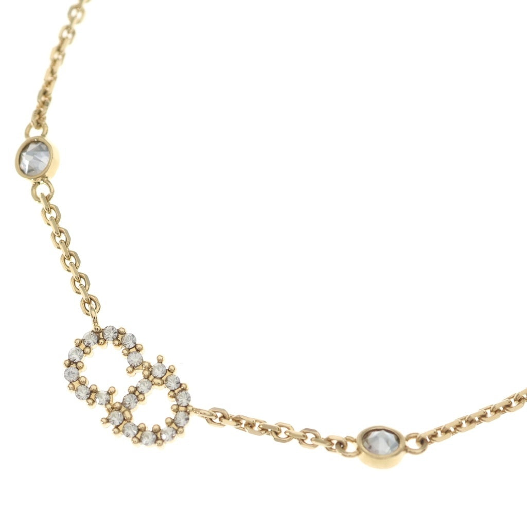 Christian Dior(クリスチャンディオール) CDロゴ ラインストーン パール ネックレス ペンダント チェーン ゴールド レディース