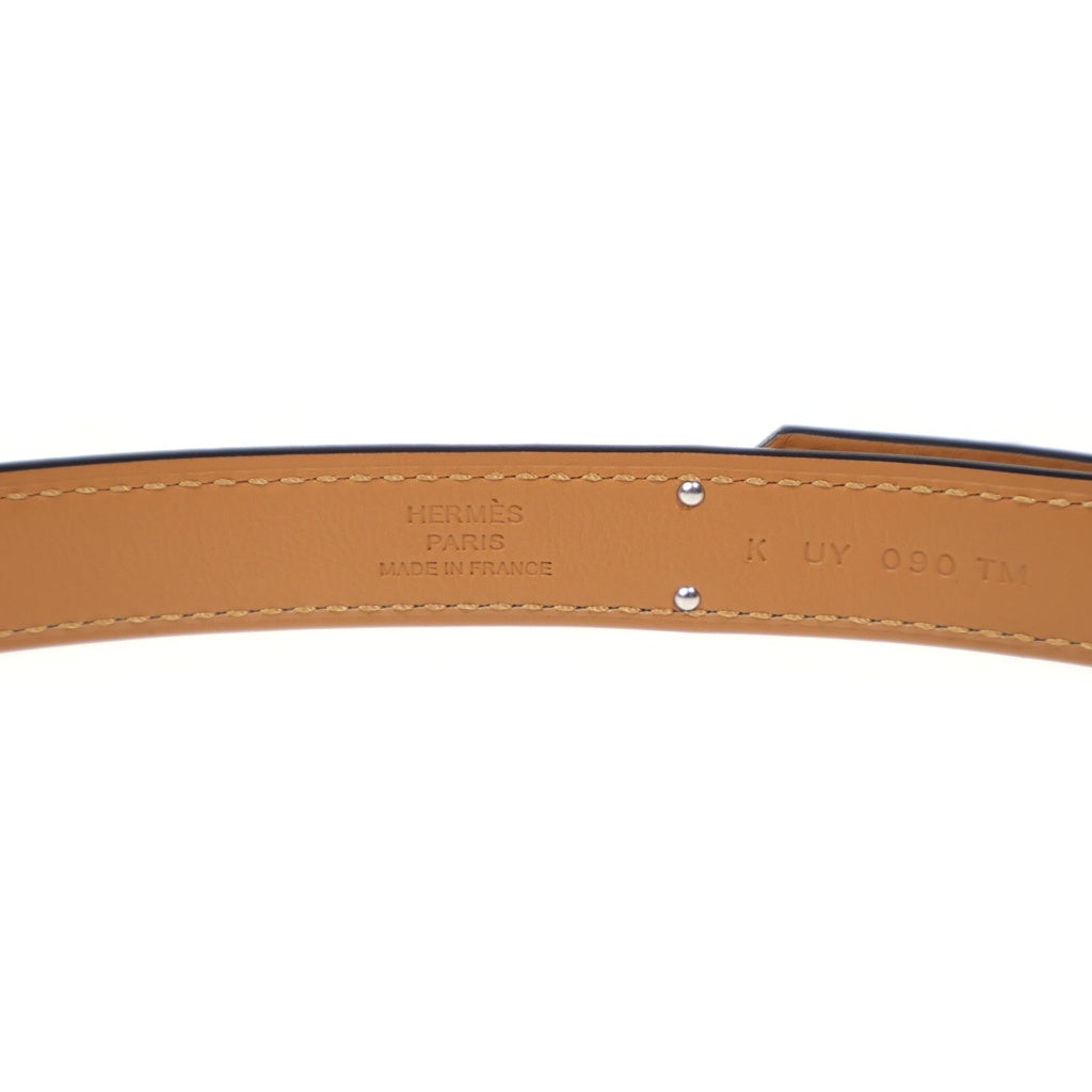 HERMES(エルメス) ケリーベルト レザー エプソン ブラック×ブラウン シルバー金具 K刻印 レディース