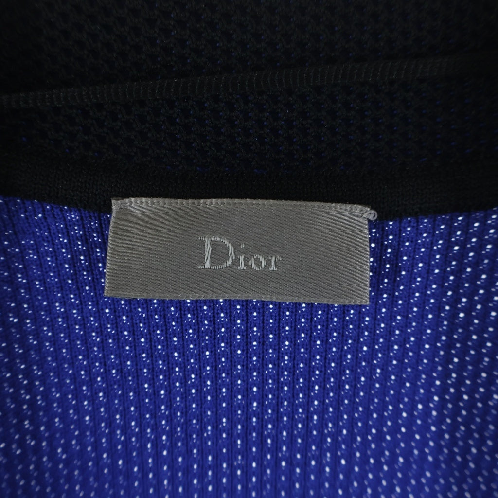 Dior HOMME(ディオールオム) ウール混 ニット 2B テーラードジャケット ブラック/ブルー 533M243ZT010