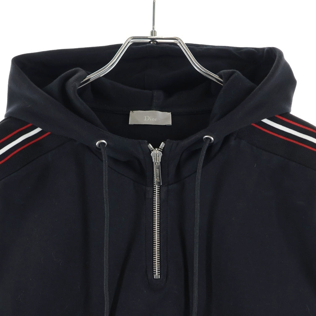Dior HOMME(ディオールオム) 17AW ハーフジップフーデッドサイドラインノースリーブパーカー ブラック 763J206Y0438