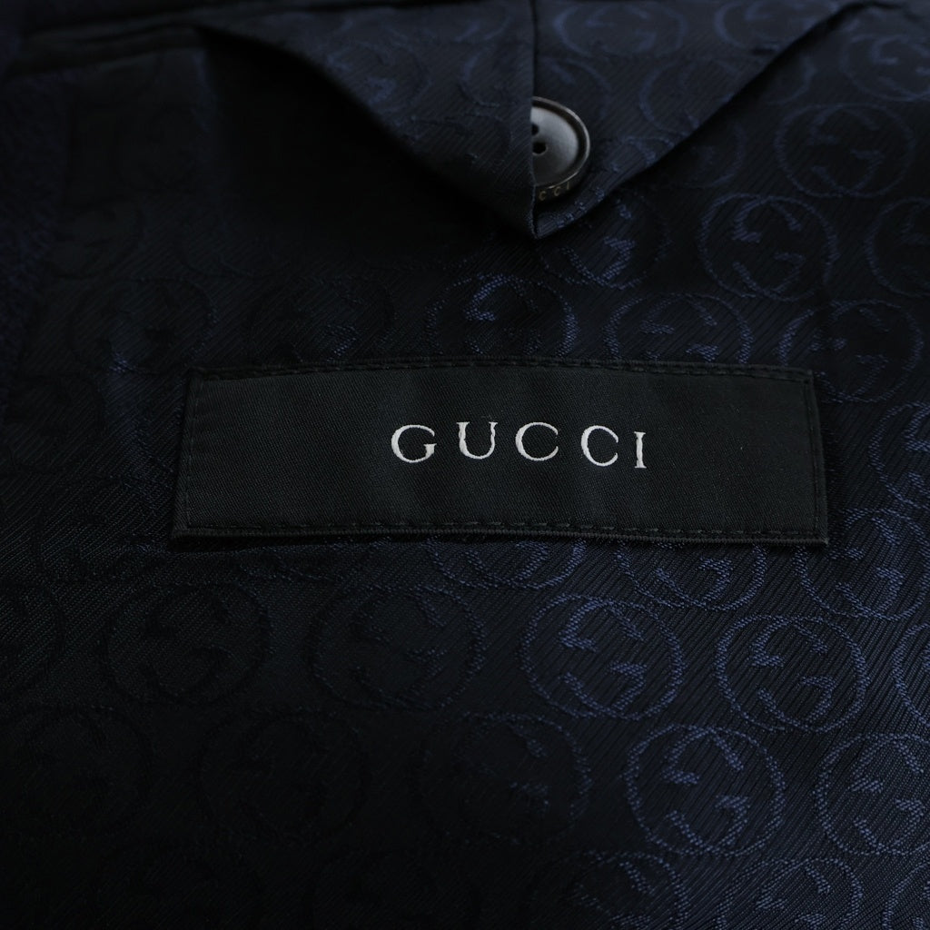GUCCI(グッチ) セットアップスーツ ウール 2B テーラードジャケット ノータック スラックスパンツ ネイビー 221531