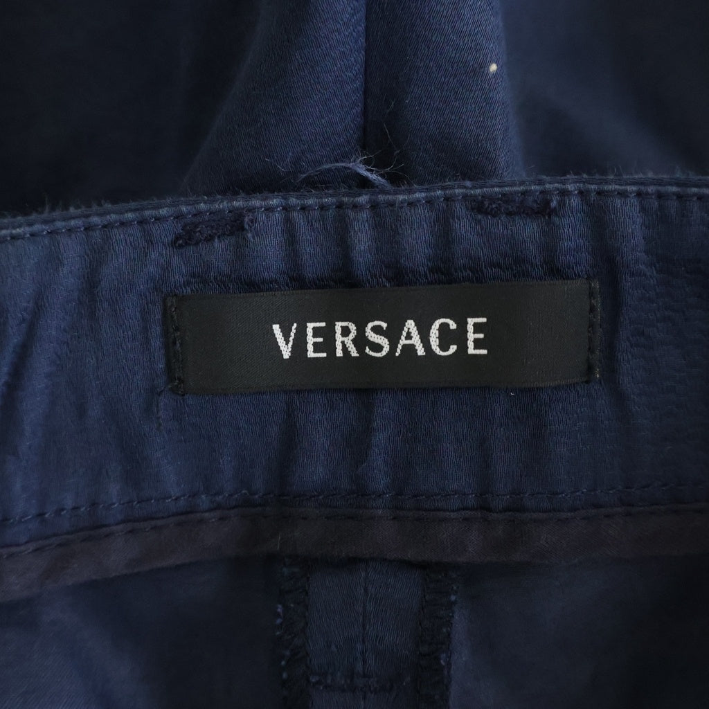 VERSACE(ヴェルサーチ) センタープリーツ ストライプパンツ ネイビー #54