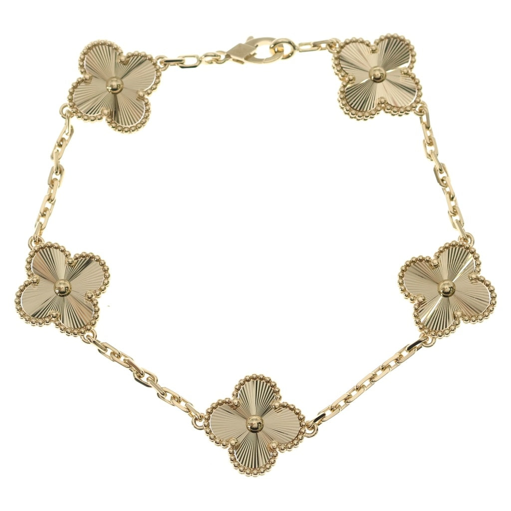 Van Cleef & Arpels(ヴァンクリーフアンドアーペル) ヴィンテージアルハンブラ 5モチーフ ギョーシェ ブレスレット K18YG イエローゴールド VCARP3JK00 レディース