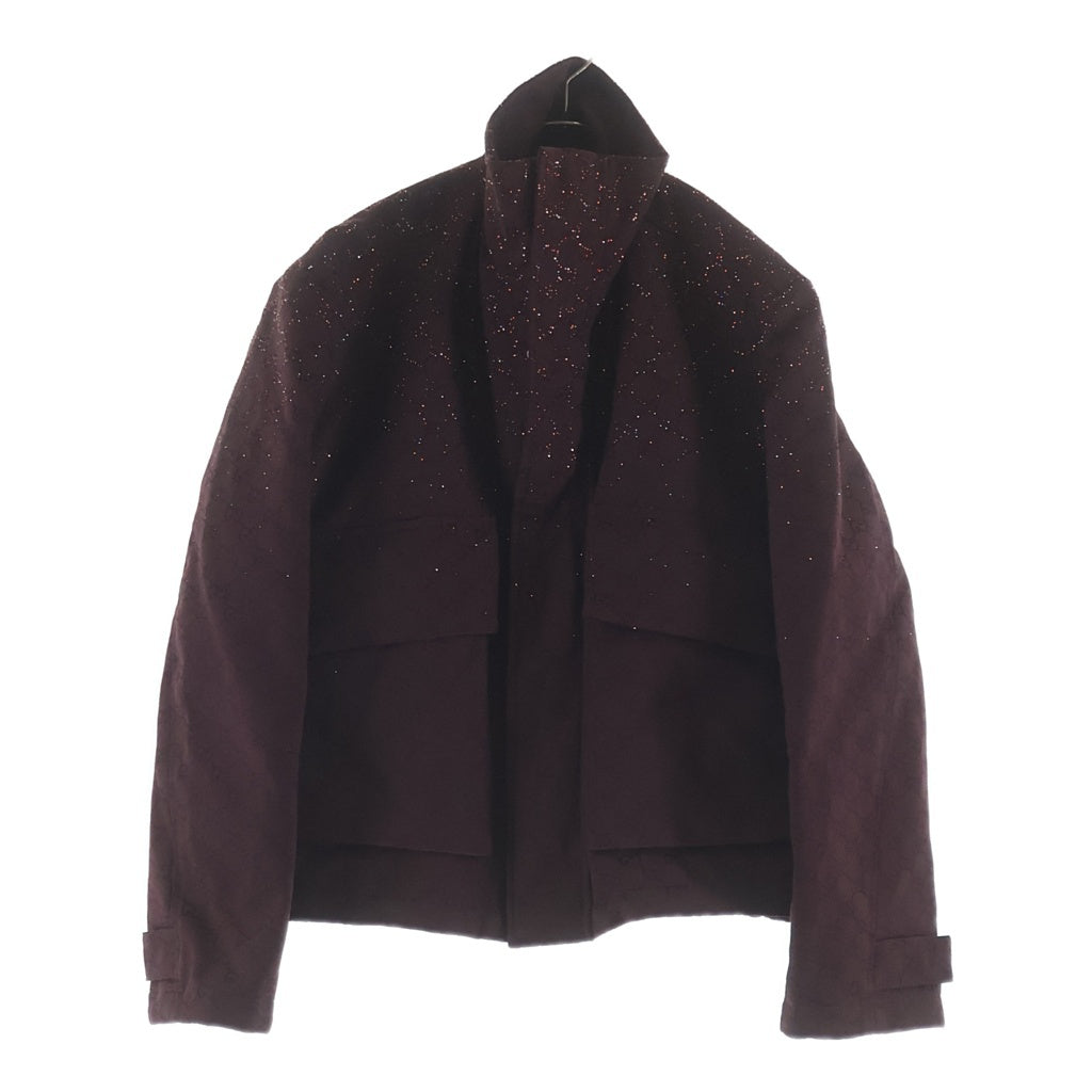 GUCCI(グッチ) GGファブリック キャンバス ラインストーン 中綿 ジップアップ ジャケット バーガンディ 852739