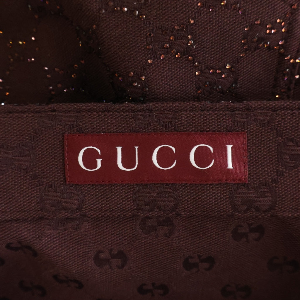 GUCCI(グッチ) GGファブリック キャンバス ラインストーン ハーフ ショートパンツ ショーツ バーガンディ 855092