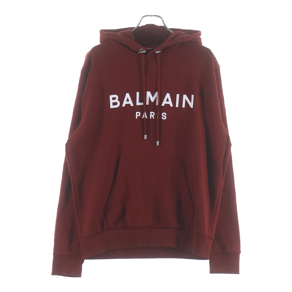 BALMAIN(バルマン) ロゴプリントスウェットパーカー フーディー レッド #L レディース