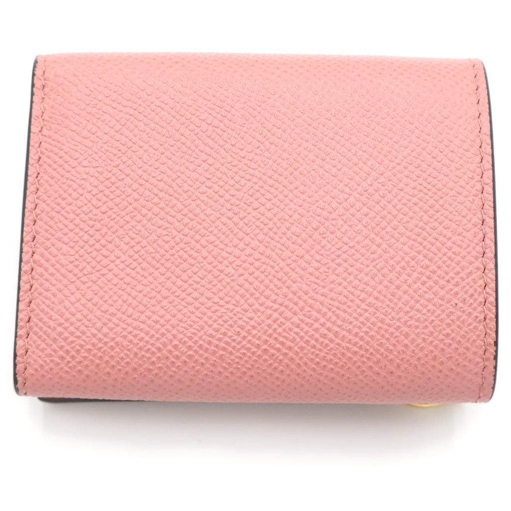 DIOR(ディオール) サドル レザー ロータスウォレット 三つ折り財布 コンパクトウォレット コインケース ピンク レザー ゴールド金具 レディース