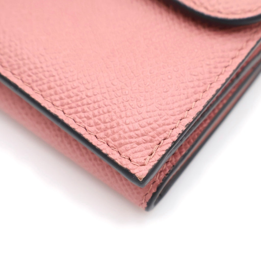 DIOR(ディオール) サドル レザー ロータスウォレット 三つ折り財布 コンパクトウォレット コインケース ピンク レザー ゴールド金具 レディース