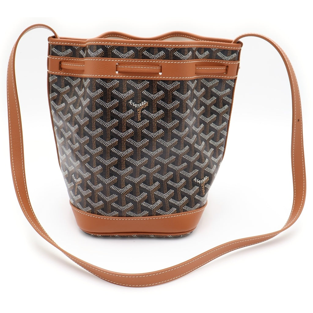 GOYARD(ゴヤール) プティ フロ ショルダーバック 巾着バッグ ブラウン PVCコーティング レザー レディース