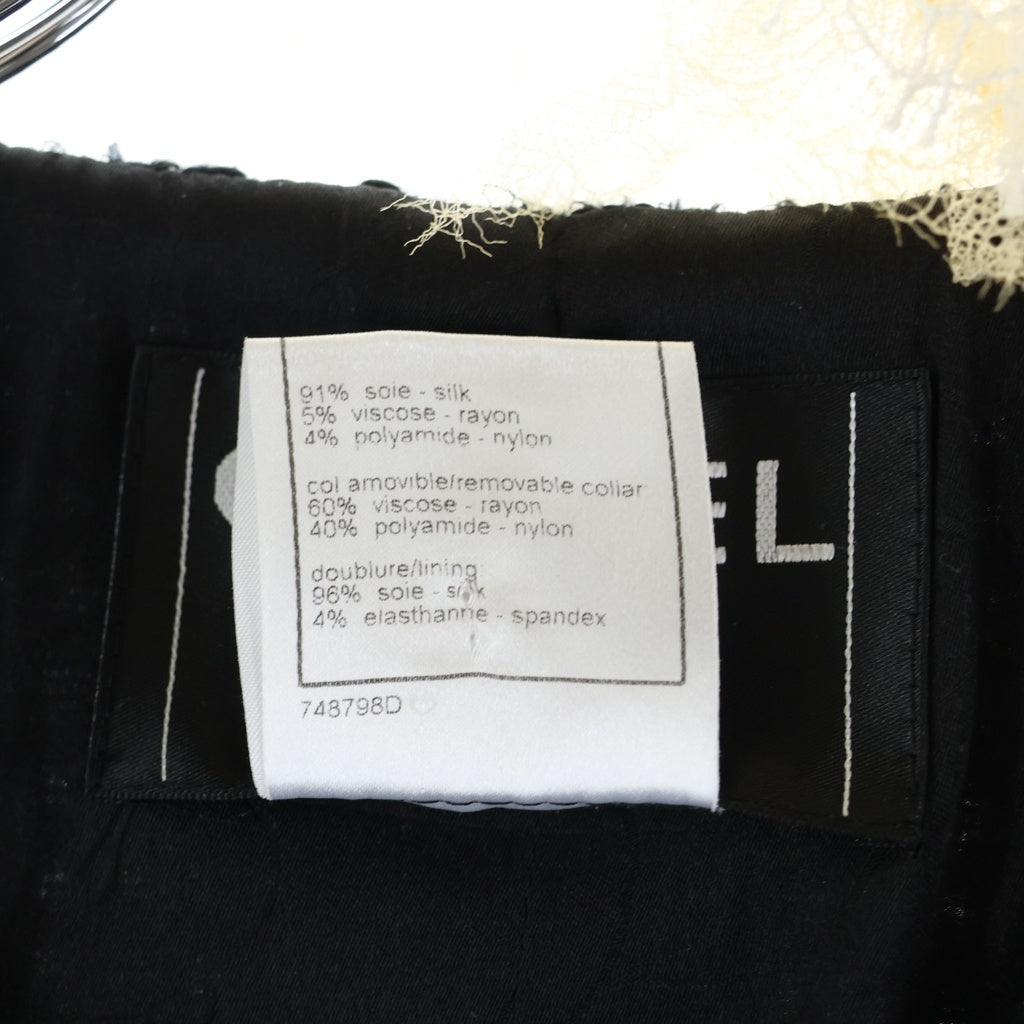 CHANEL(シャネル) ツイードジャケット ブラック 38 レース×3 レディース