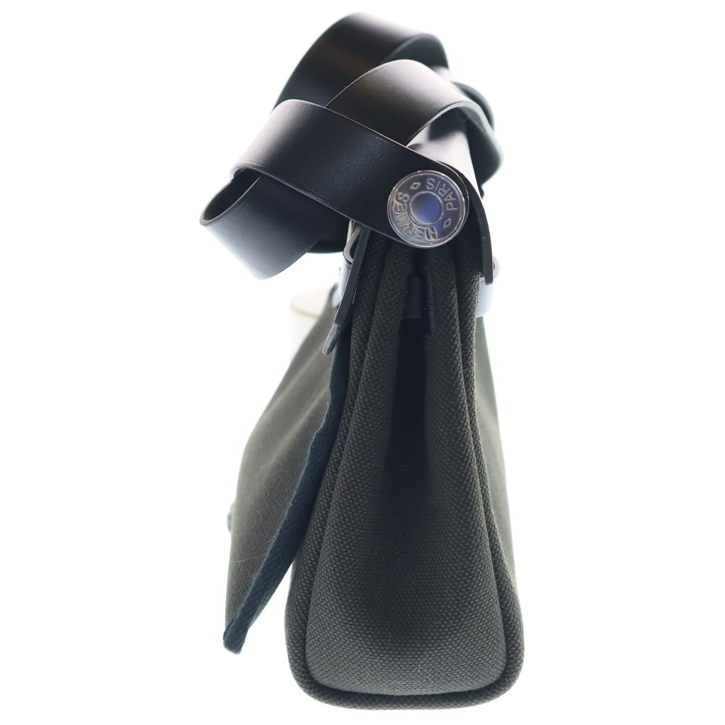 HERMES(エルメス) エールバッグジップ ミニ トワルミリタリー ヴァッシュハンター レザー キャンバス ショルダーバッグ シルバー金具 ブラック/カーキ W刻印