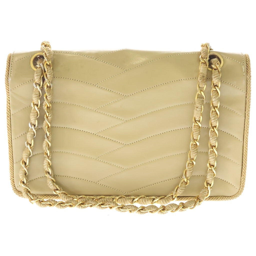 CHANEL(シャネル) マトラッセ23 ウェーブステッチ SフラップWチェーンショルダーバッグ ブラウンベージュ レザー ゴールド金具 レディース