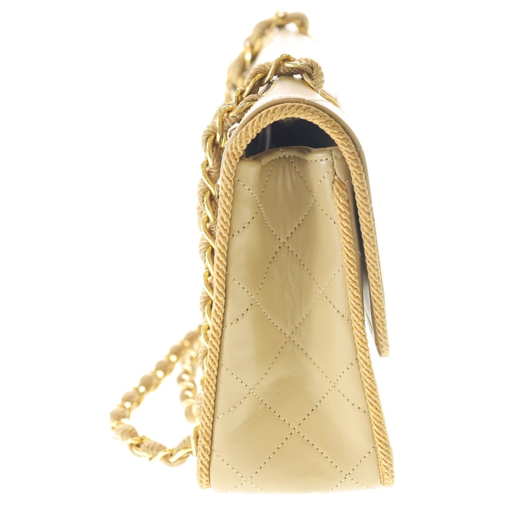 CHANEL(シャネル) マトラッセ23 ウェーブステッチ SフラップWチェーンショルダーバッグ ブラウンベージュ レザー ゴールド金具 レディース