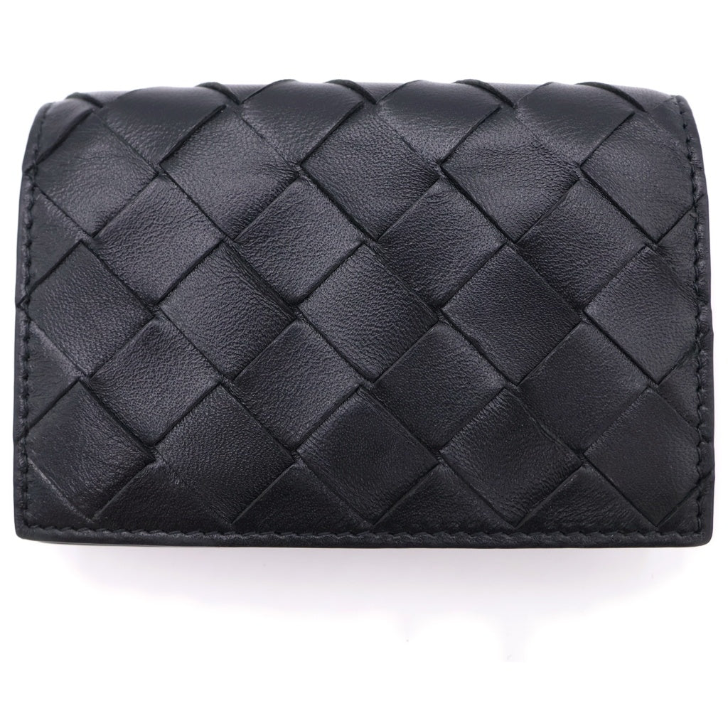 BOTTEGA VENETA(ボッテガヴェネタ) イントレチャート 二つ折りカードケース 名刺入れ 財布 ブラック レザー