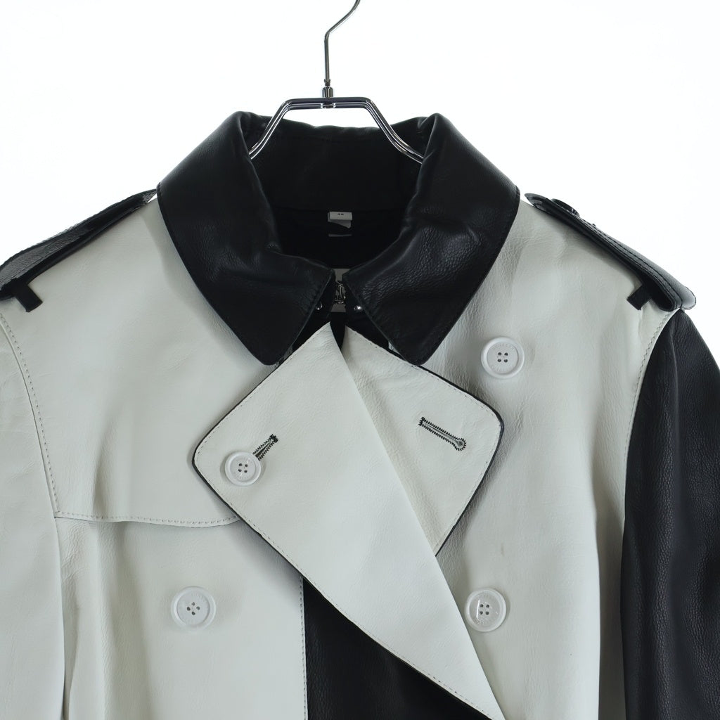 BURBERRY(バーバリー) バイカラー レザー ロング トレンチコート ブラック/ホワイト 4559798