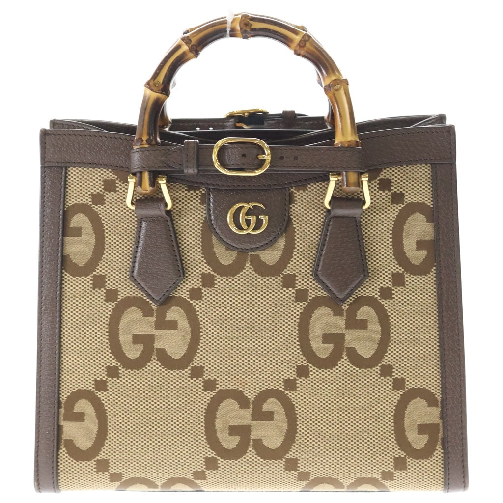 GUCCI(グッチ) ジャンボGG ダイアナ バンブー スモール キャンバス レザー 2WAY ハンド ショルダーバッグ ブラウン 660195 レディース