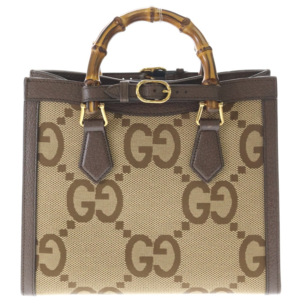 GUCCI(グッチ) ジャンボGG ダイアナ バンブー スモール キャンバス レザー 2WAY ハンド ショルダーバッグ ブラウン 660195 レディース