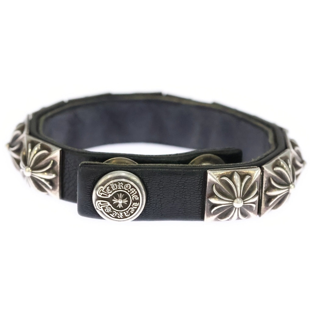 CHROME HEARTS(クロムハーツ) ZERO STUD SNGL ROW ゼロピラミッド スタッズ シングルロー ブレスレット シルバー/ブラック