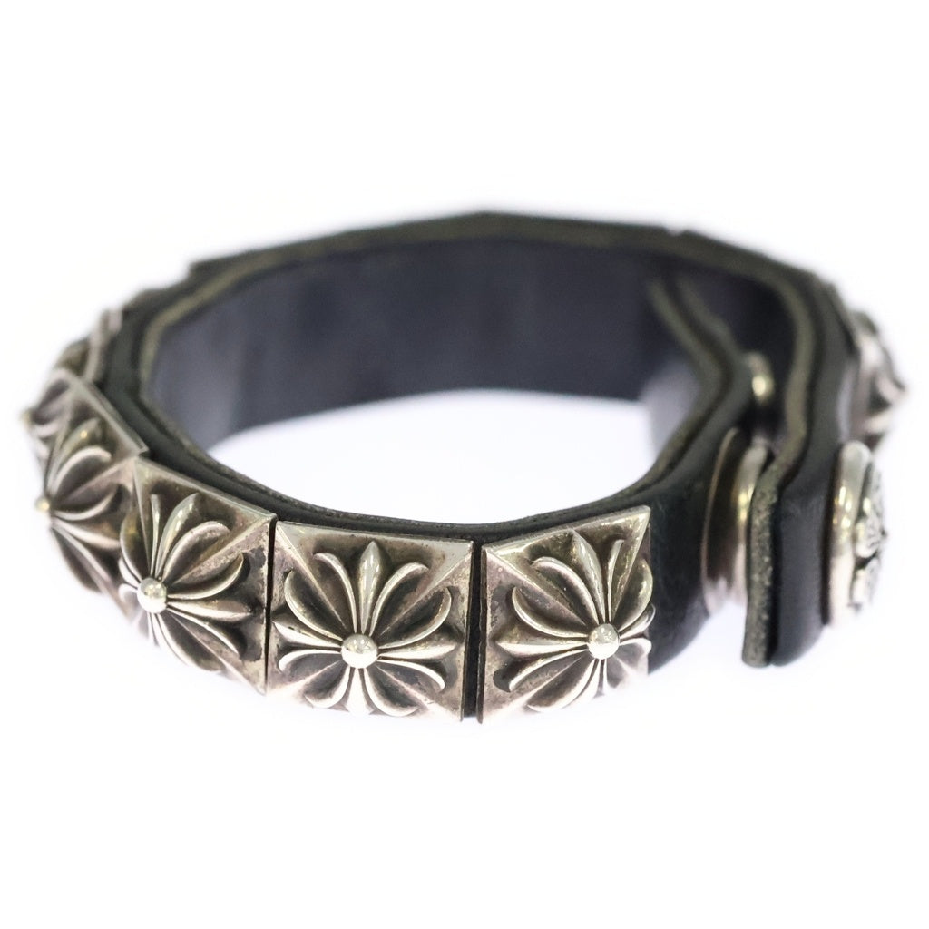 CHROME HEARTS(クロムハーツ) ZERO STUD SNGL ROW ゼロピラミッド スタッズ シングルロー ブレスレット シルバー/ブラック