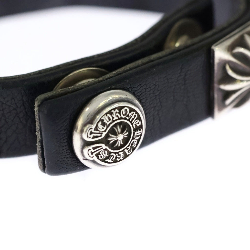 CHROME HEARTS(クロムハーツ) ZERO STUD SNGL ROW ゼロピラミッド スタッズ シングルロー ブレスレット シルバー/ブラック