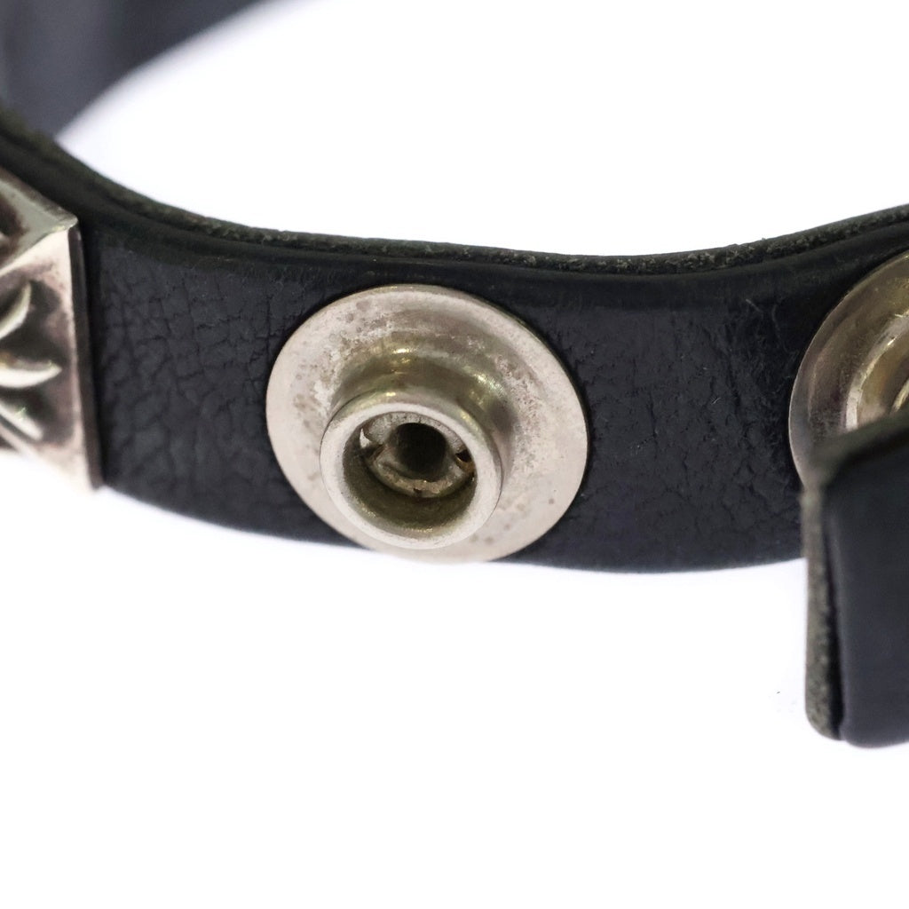 CHROME HEARTS(クロムハーツ) ZERO STUD SNGL ROW ゼロピラミッド スタッズ シングルロー ブレスレット シルバー/ブラック