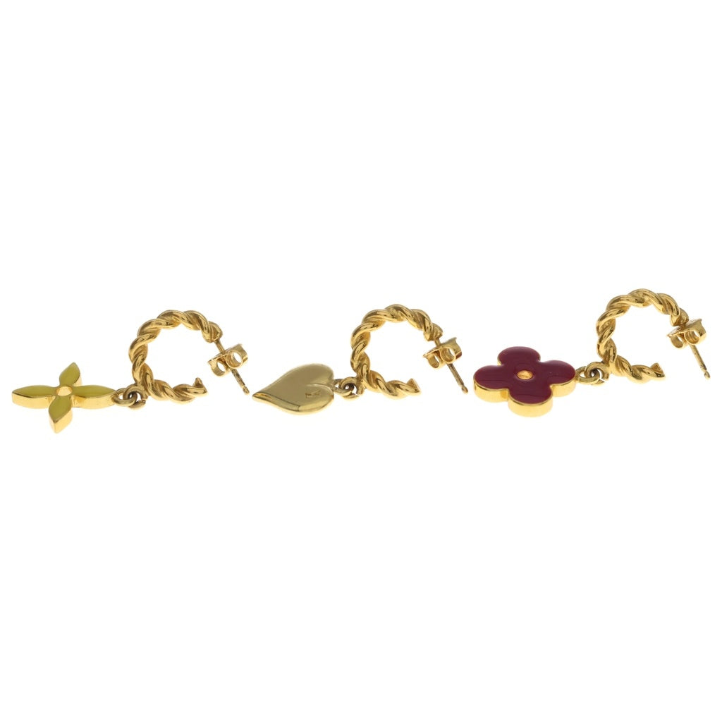 LOUIS VUITTON(ルイヴィトン) ブークルドレイユ スウィートモノグラム GP 3点セット ピアス M65472 ゴールド/レッド/イエロー レディース
