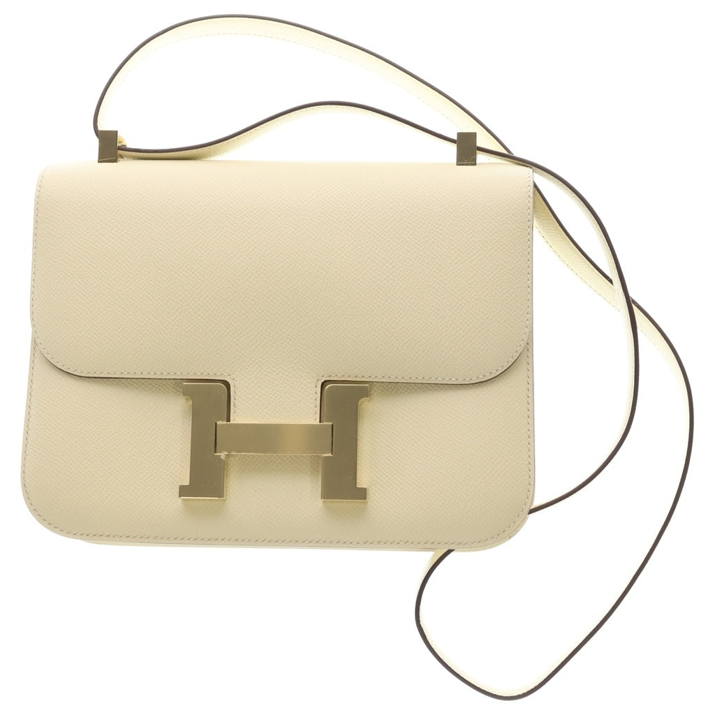 HERMES(エルメス) コンスタンス23 クレ エプソン レザー ショルダーバッグ シャンパンゴールド金具 アイボリー B刻印 レディース