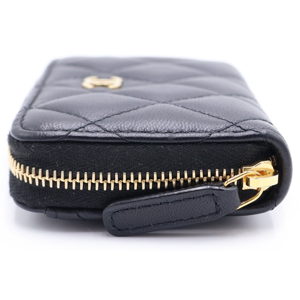 CHANEL(シャネル) ジッピーコインパース コインケース ミニ財布 ブラック ラムスキン ゴールド金具 レディース