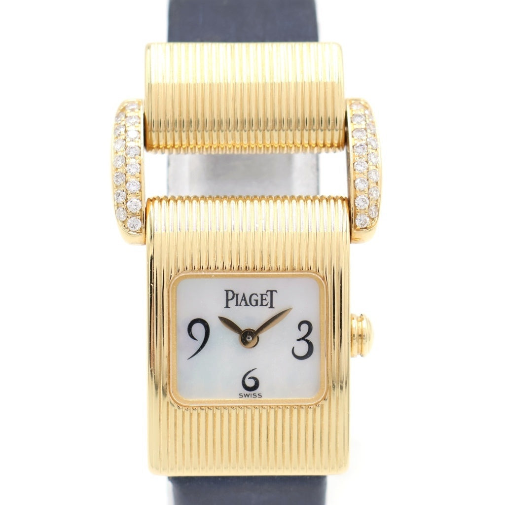 PIAGET(ピアジェ) ミスプロトコール シェル文字盤 クォーツウォッチ 腕時計 K18YG イエローゴールド/ネイビー 5222 レディース