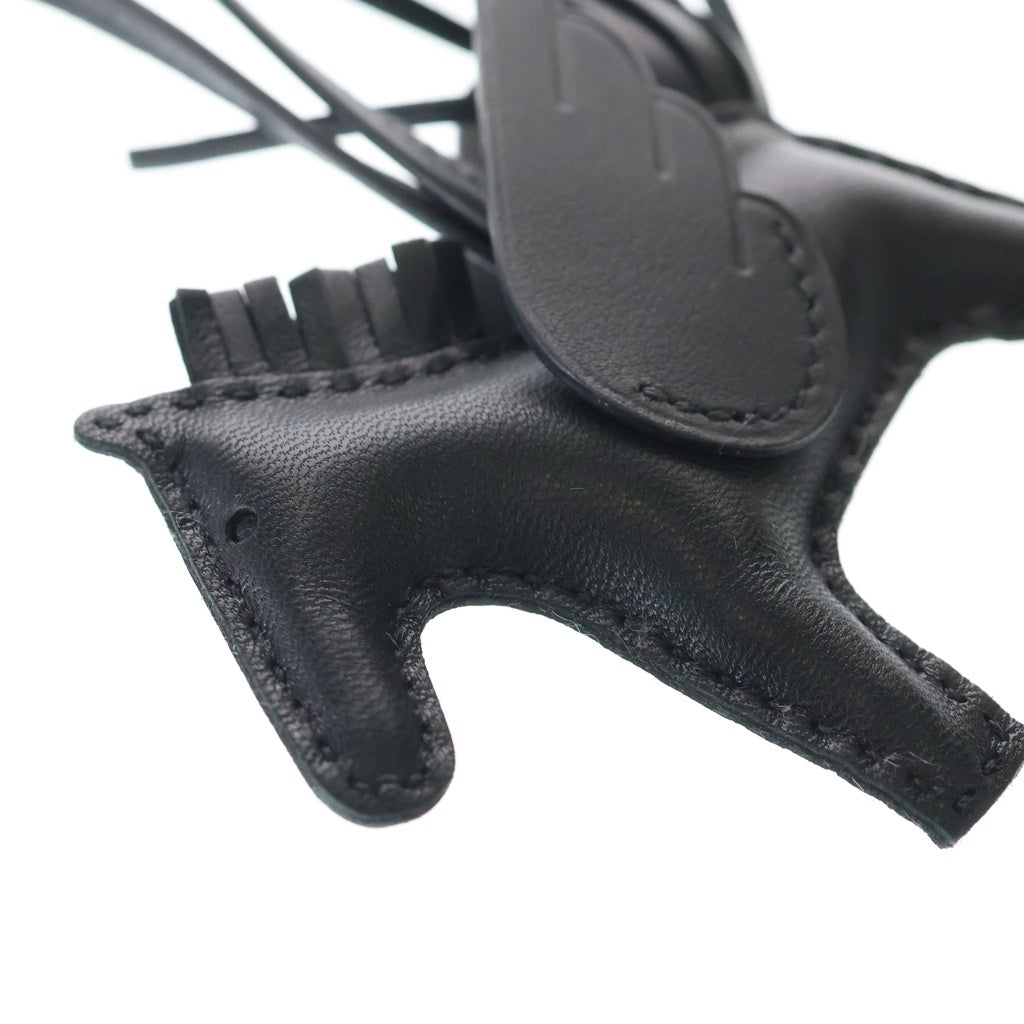 HERMES(エルメス) ロデオPM ペガサス アニョーミロ レザー バッグチャーム ストラップ ブラック K刻印 レディース