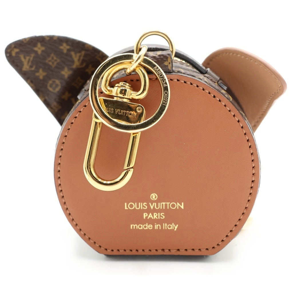 LOUIS VUITTON(ルイヴィトン) モノグラム ポルトクレ パピー レザー キーホルダー ポーチ ケース バッグチャーム ブラウン M80254 ゴールド金具 レディース