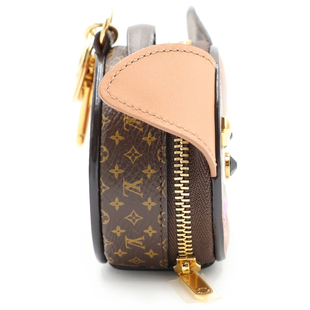 LOUIS VUITTON(ルイヴィトン) モノグラム ポルトクレ パピー レザー キーホルダー ポーチ ケース バッグチャーム ブラウン M80254 ゴールド金具 レディース