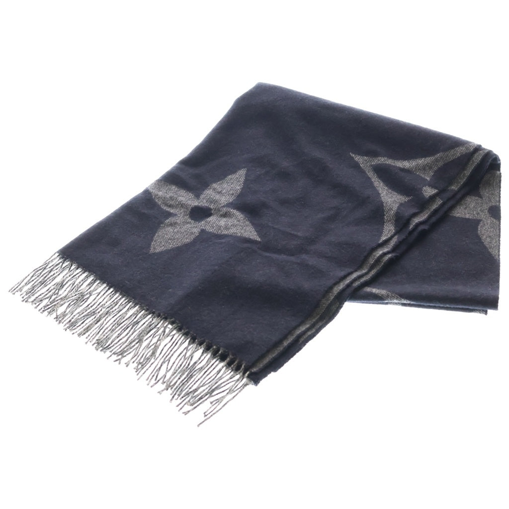 LOUIS VUITTON(ルイヴィトン) モノグラム ジャイアント カシミヤ フリンジ マフラー グレー M77950