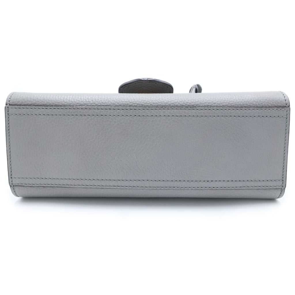 GUCCI(グッチ) GGマーモント トップハンドル 2WAYバッグ ハンドバッグ ショルダーバッグ グレー レザー 442622 ゴールド金具 レディース