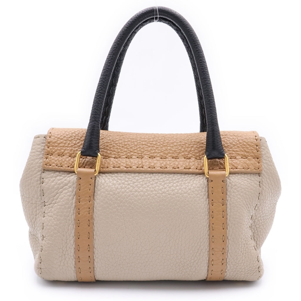 FENDI(フェンディ) セレリア ミニリンダ ハンドバッグ バイカラー ミニバッグ ブラウン×ブラック×グレージュ レザー ゴールド金具 レディース
