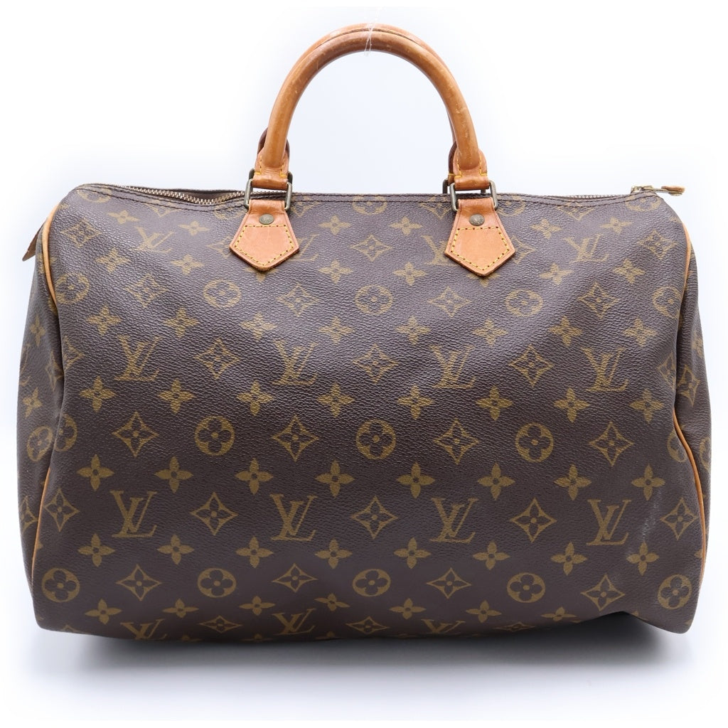 LOUIS VUITTON(ルイヴィトン) モノグラム スピーディ35 ハンドバッグ ボストンバッグ ブラウン レザー×PVC M41524 ゴールド金具 レディース