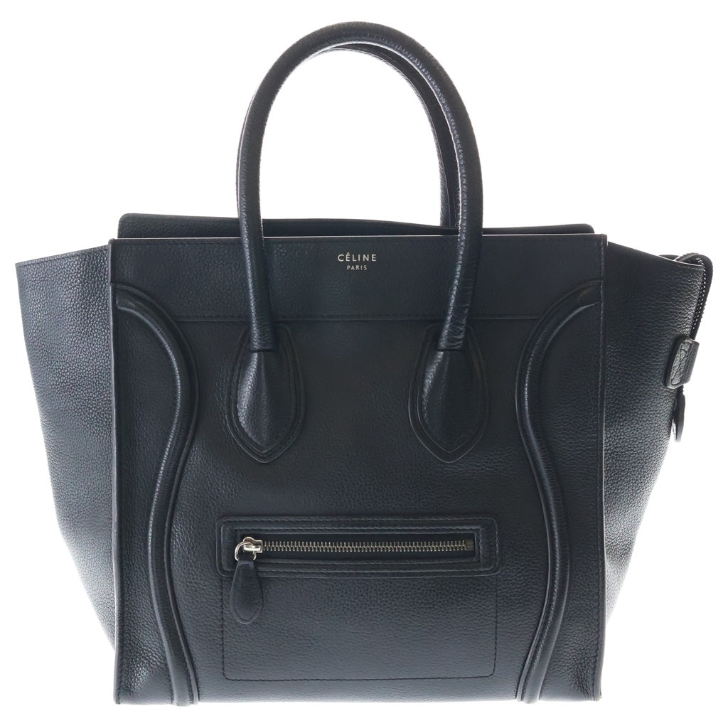 CELINE(セリーヌ) ラゲージ ミニ ハンドバッグ ブラック レザー シルバー金具 レディース