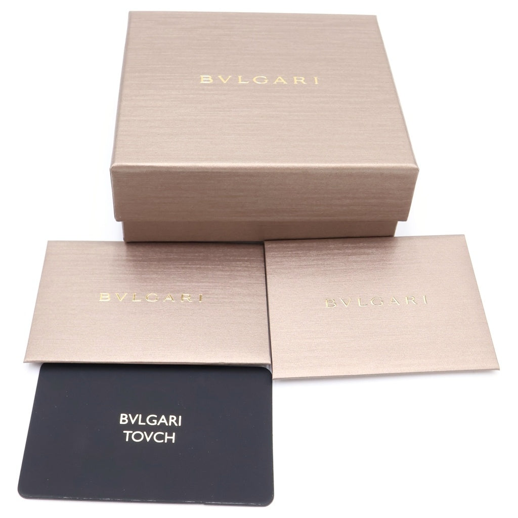 BVLGARI(ブルガリ) ブルガリブルガリ クリップ 三つ折り財布 コンパクトウォレット コインケース ネイビー×ライトブルー レザー シルバー金具 レディース