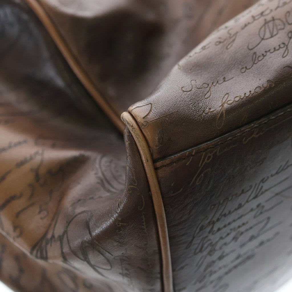Berluti(ベルルッティ) カリグラフィ ボストンバッグ トラベルバッグ ハンドバッグ ブラウン ベネチアンレザー シルバー金具 レディース
