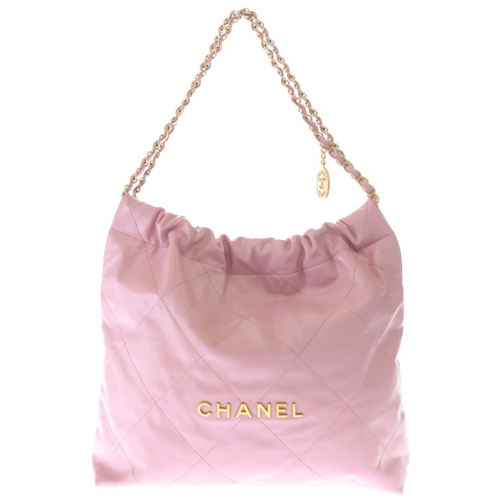 CHANEL(シャネル) シャネル22 ミディアム トートバッグ ショルダーバッグ ピンク カーフスキン ゴールド金具