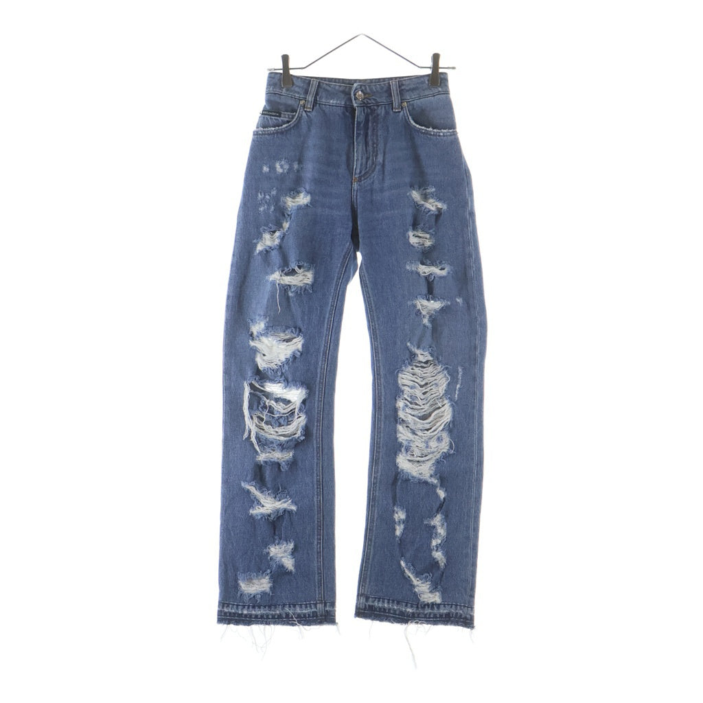 DOLCE & GABBANA(ドルチェアンドガッバーナ) ダメージデニム パンツ ブルー 36 レディース