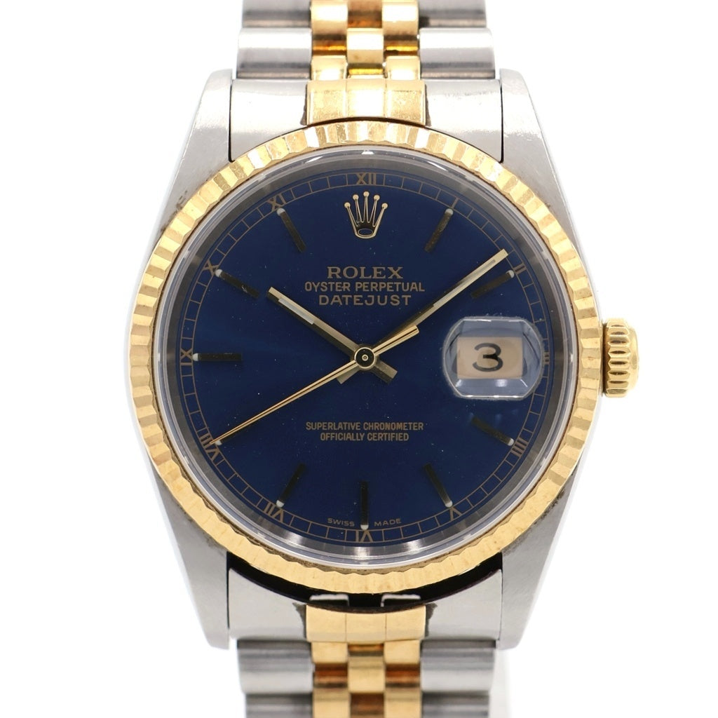 ROLEX(ロレックス) デイトジャスト 青文字盤 自動巻き 腕時計 K18YG イエローゴールド/シルバー 16233