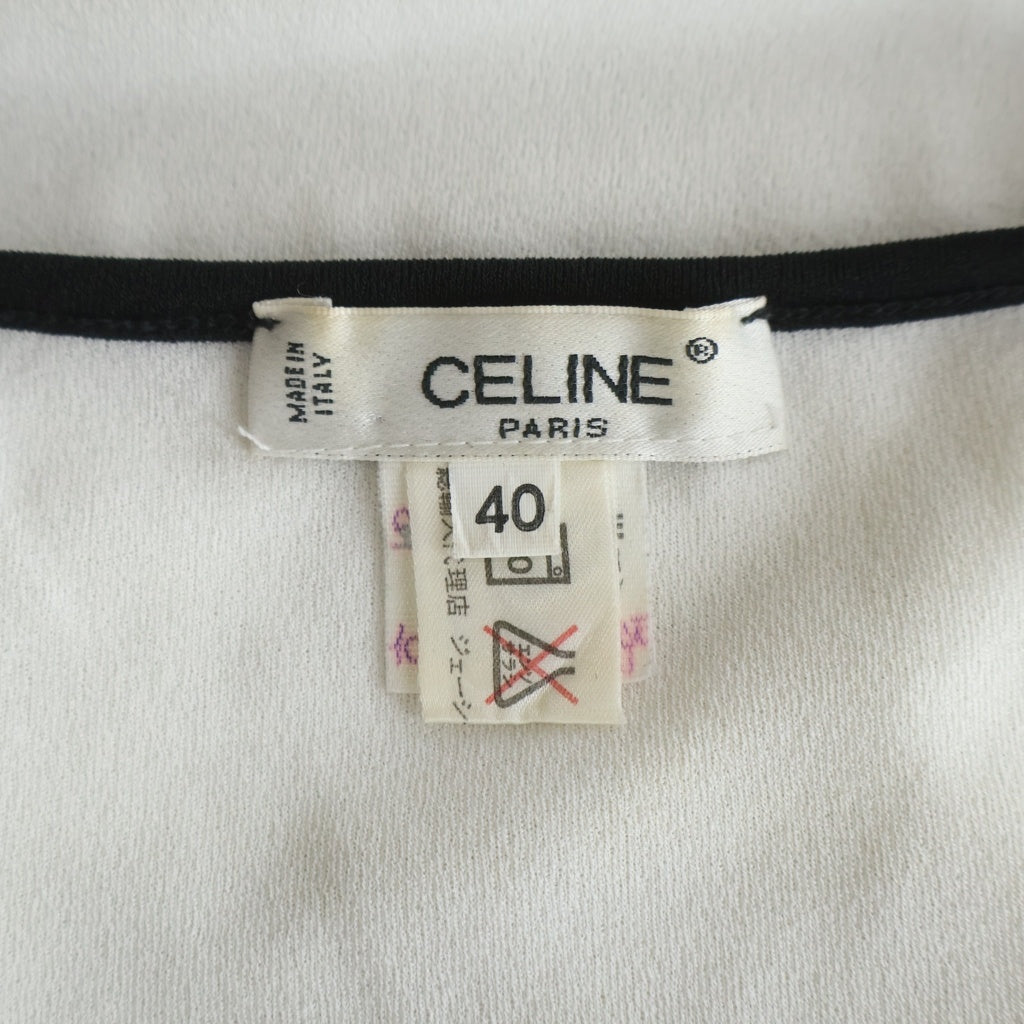 CELINE(セリーヌ) ロゴ Tシャツ ホワイト/ブラック ポリエステル レディース