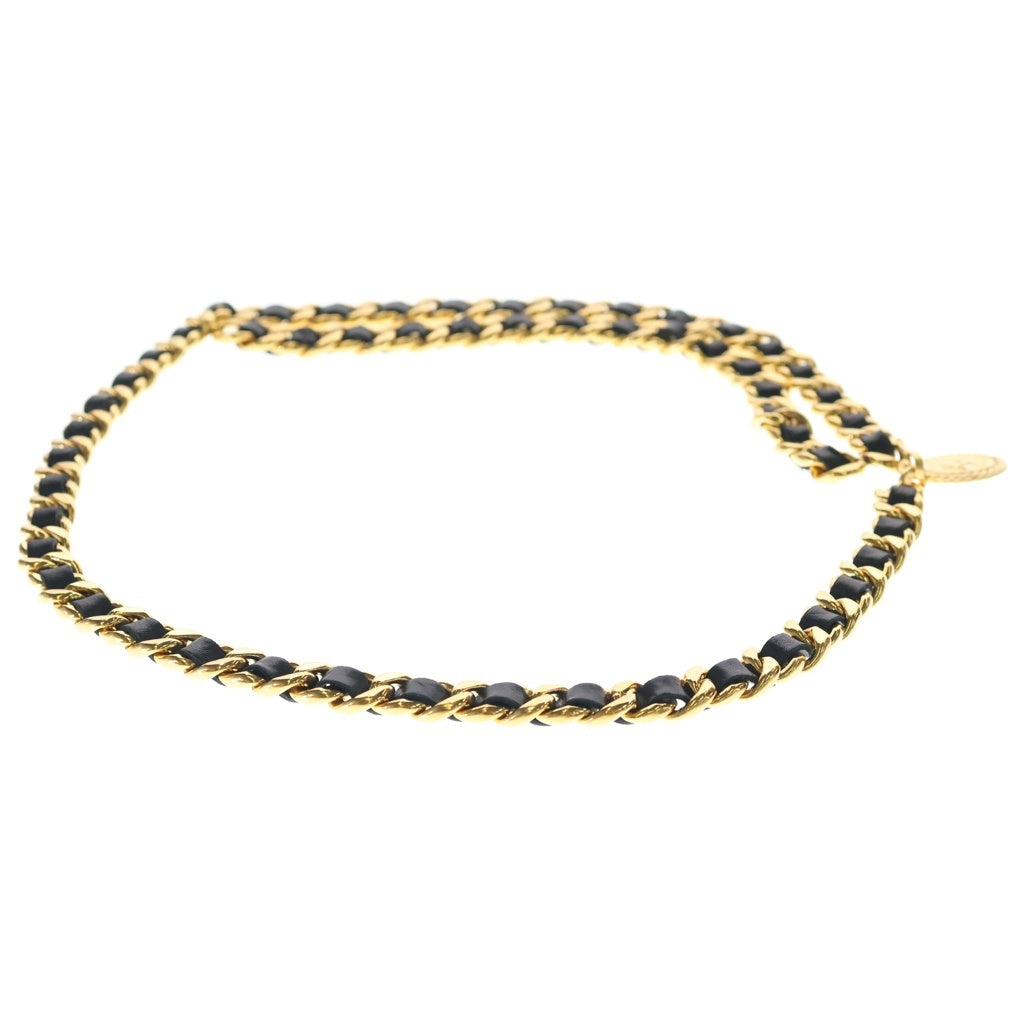 CHANEL(シャネル) ココマーク レザーチェーンベルト ブラック/ゴールド レディース
