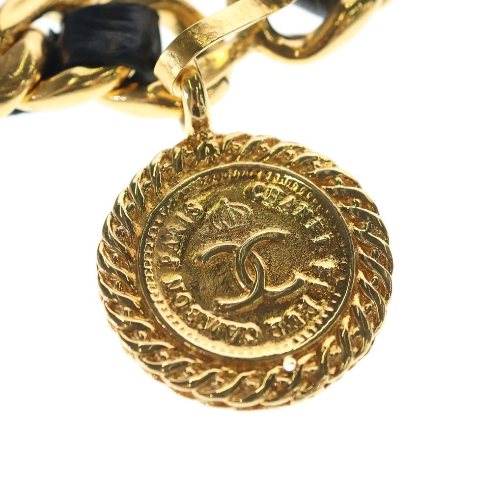 CHANEL(シャネル) ココマーク レザーチェーンベルト ブラック/ゴールド レディース