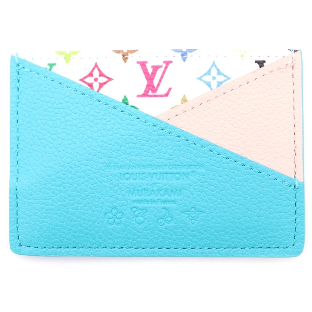 LOUIS VUITTON(ルイヴィトン) LV x TM マルチカラー 名刺入れ カードケース ポルト カルト クリス クロス ホワイト×ピンク×ターコイズブルー レザー M14090 レディース