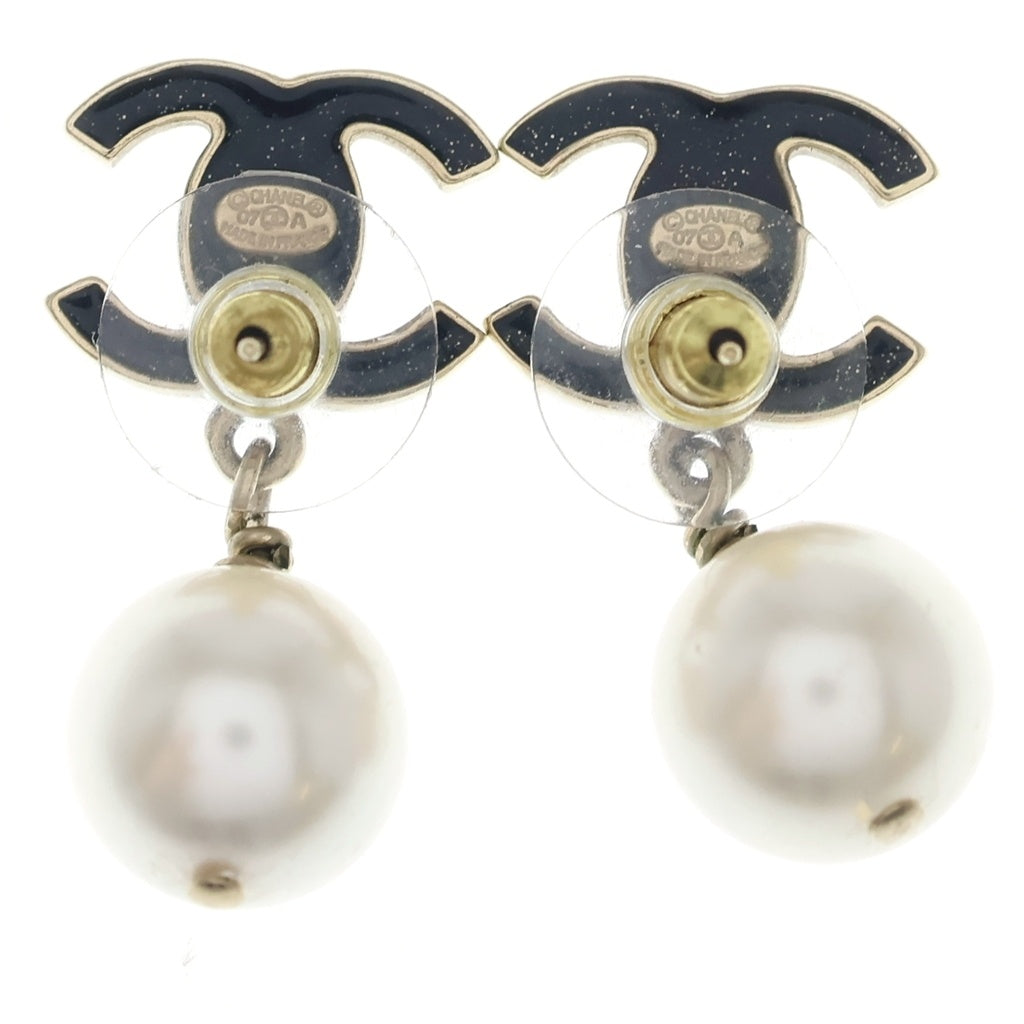 CHANEL(シャネル) ココマーク フェイクパール GP ピアス 07A ゴールド/ブラック レディース