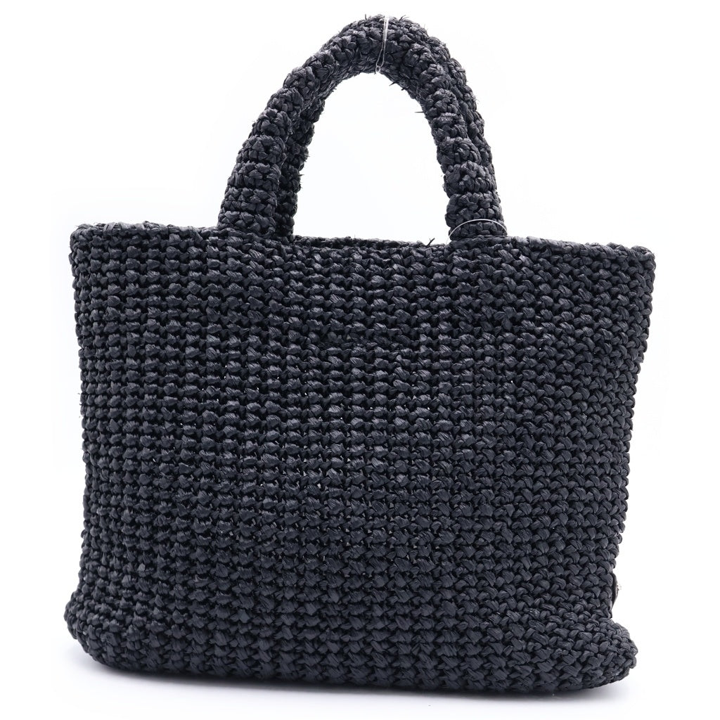 PRADA(プラダ) クロシェ ロゴ スモール ハンドバッグ トートバッグ カゴバッグ ブラック ビスコース 1BG422 レディース